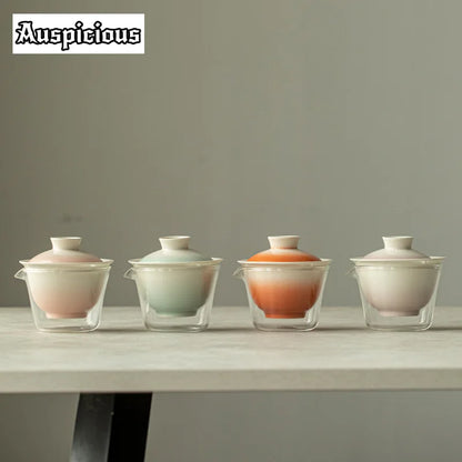 Service à thé rose dégradé élégant pour les connaisseurs | Portable & Élégant