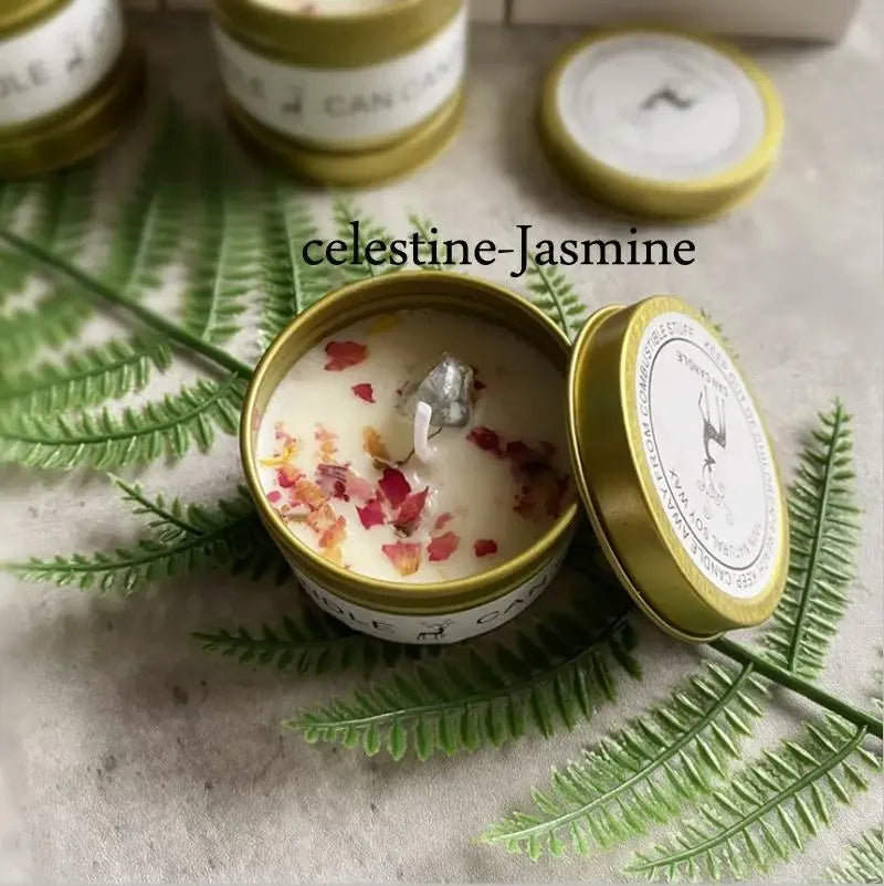 크리스탈이 포함된 오래 지속되는 소이 캔들 | 고요한 집 장식